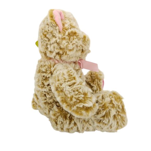 Animal Adventure Frosted Tan Bear Pink Bow Heart Paws Plush Stuffed Animal Soft - Picture 4 of 11